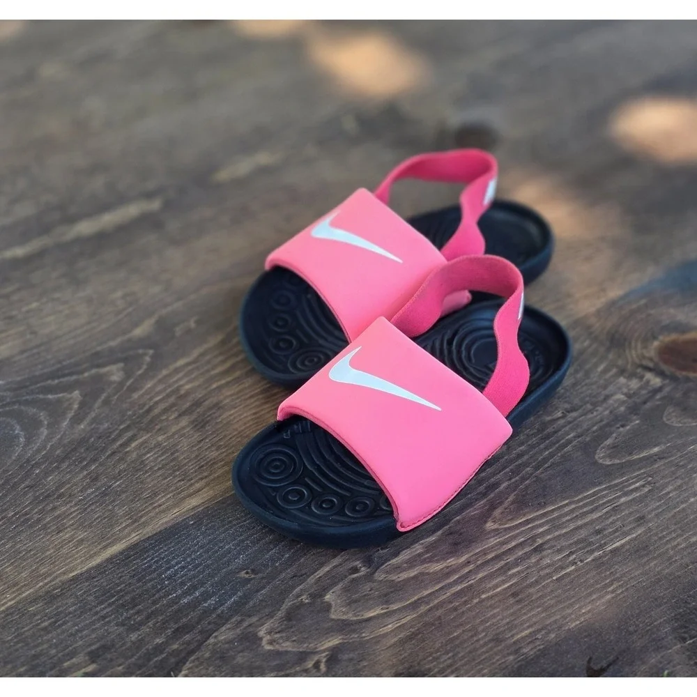 Nike Kawa Slides Toddler Baby Girl 9c Pink Black Logo Swoosh BV1094 610